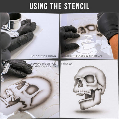 Airbrush Stencil Skull Design Set #4 (3 Different Scale Sizes) - 3 Laser Cut Reusable Templates