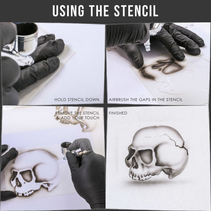 Airbrush Stencil Skull Design Set #5 - 3 Laser Cut Reusable Templates