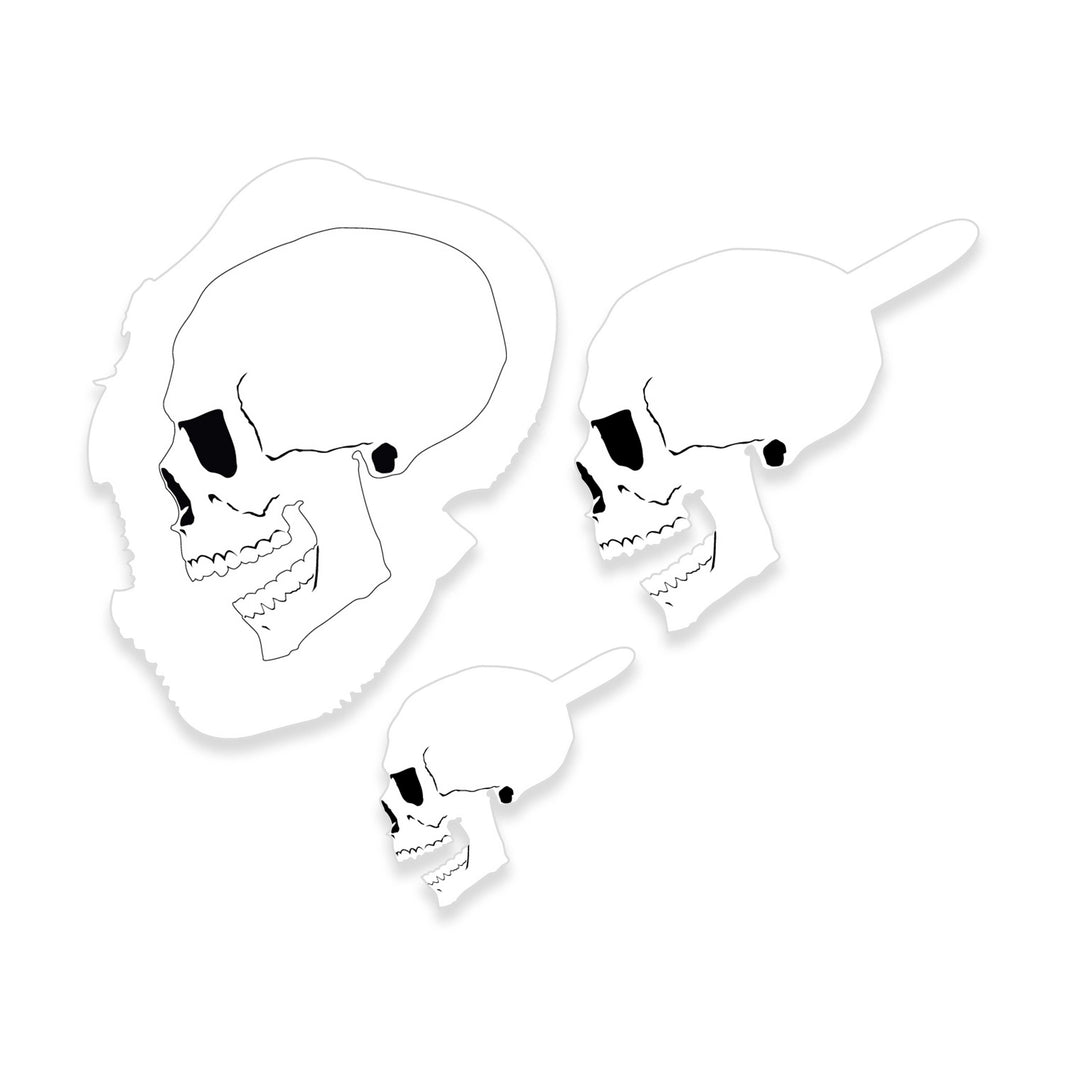 Airbrush Stencil Skull Design Set #6 (3 Different Scale Sizes) - 3 Laser Cut Reusable Templates