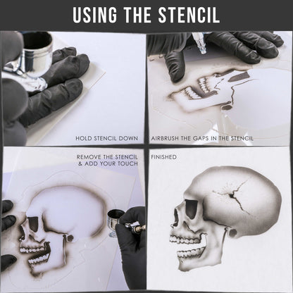Airbrush Stencil Skull Design Set #6 (3 Different Scale Sizes) - 3 Laser Cut Reusable Templates