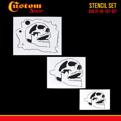 Airbrush Stencil Skull Design Set #7 (3 Different Scale Sizes) - 3 Laser Cut Reusable Templates