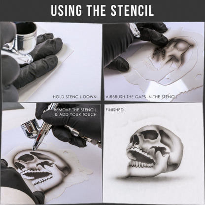 Airbrush Stencil Skull Design Set #7 (3 Different Scale Sizes) - 3 Laser Cut Reusable Templates