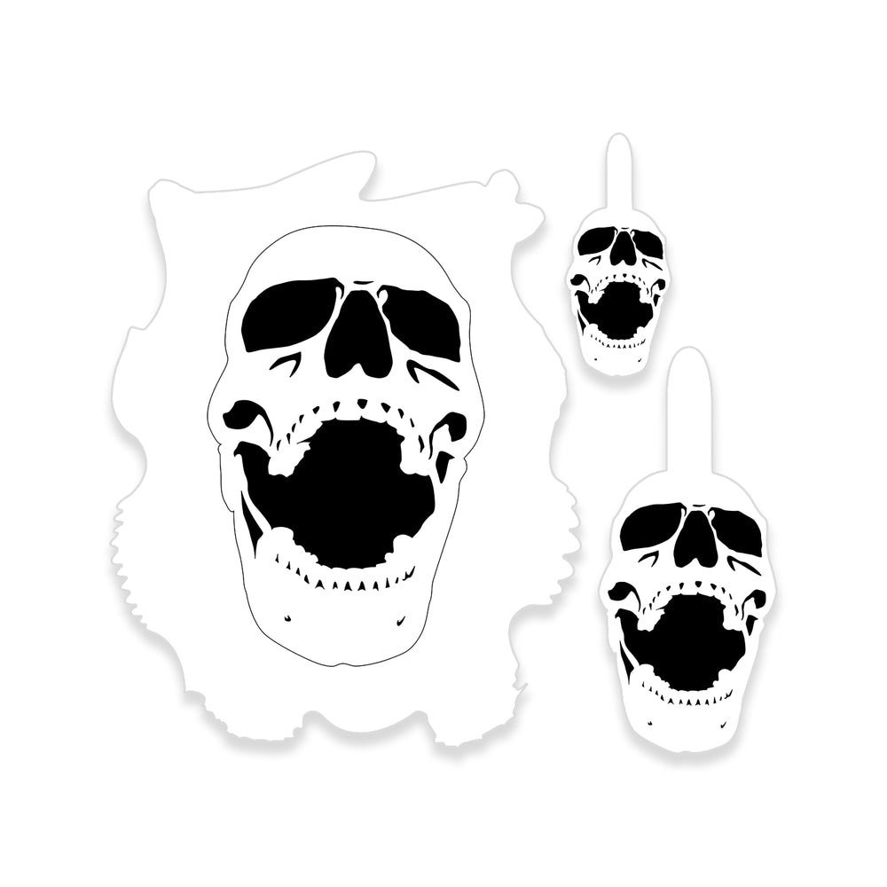 Custom Shop Airbrush Stencil Skull Design Set #8 (3 Different Scale Sizes) - 3 Laser Cut Reusable Templates