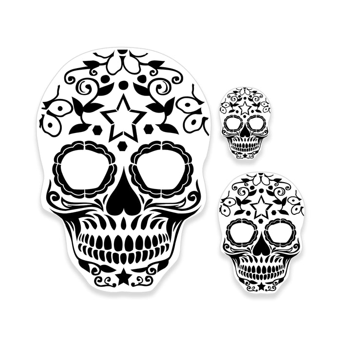 Custom Shop Airbrush Sugar Skull Day Of The Dead Stencil Set (Skull Design #10 in 3 Scale Sizes) - Laser Cut Reusable Templates