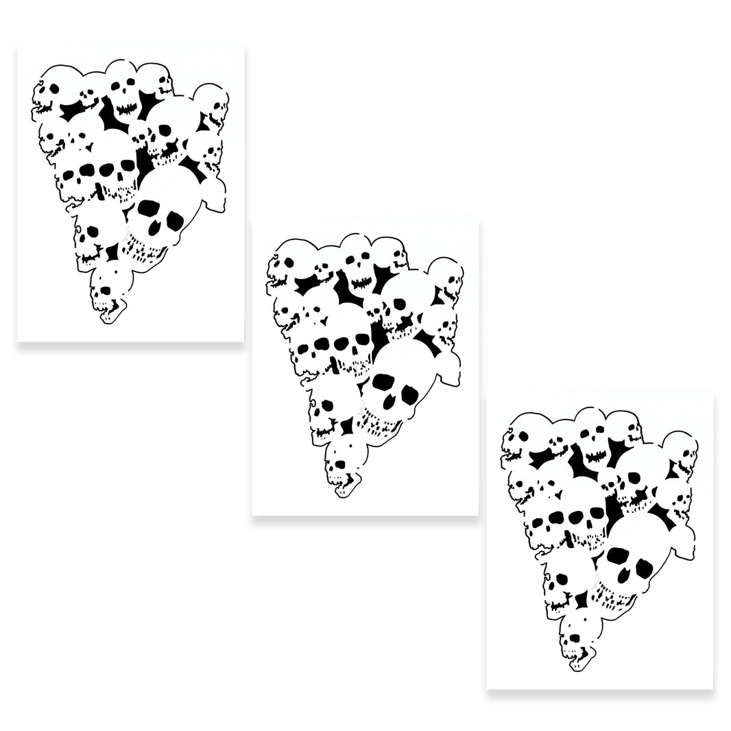 Airbrush Pile of Skulls Stencil Set (3 Pack of Same Skull Design) - Laser Cut Reusable Templates