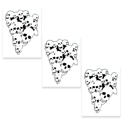 Airbrush Pile of Skulls Stencil Set (3 Pack of Same Skull Design) - Laser Cut Reusable Templates