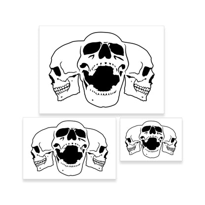 Airbrush Triple Skull Pile Stencil Set (Skull Design in 3 Scale Sizes) - Laser Cut Reusable Templates