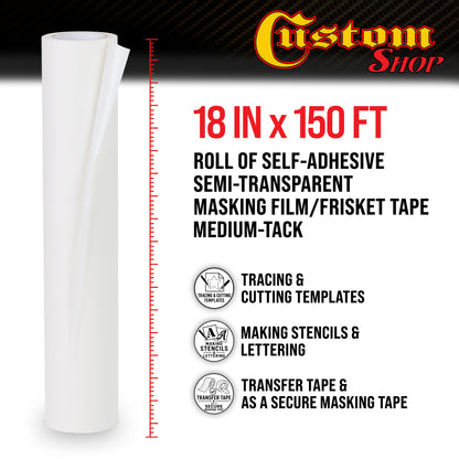 18" x 150' Roll of Semi-Transparent Masking Film/Frisket for Artists, Airbrush Graphics, Auto, Tracing, Cutting Templates, Stencil Making