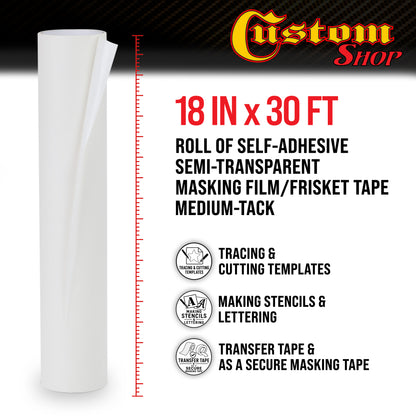 18" x 30' Roll of Semi-Transparent Masking Film/Frisket for Artists, Airbrush Graphics, Auto, Tracing, Cutting Templates, Stencil Making