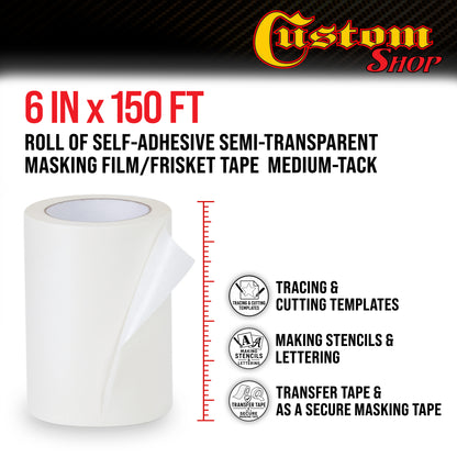 6" x 150' Roll of Semi-Transparent Masking Film/Frisket for Artists, Airbrush Graphics, Auto, Tracing, Cutting Templates, Stencil Making
