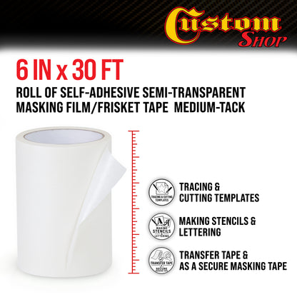 6" x 30' Roll of Semi-Transparent Masking Film/Frisket for Artists, Airbrush Graphics, Automotive, Tracing, Cutting Templates, Stencils