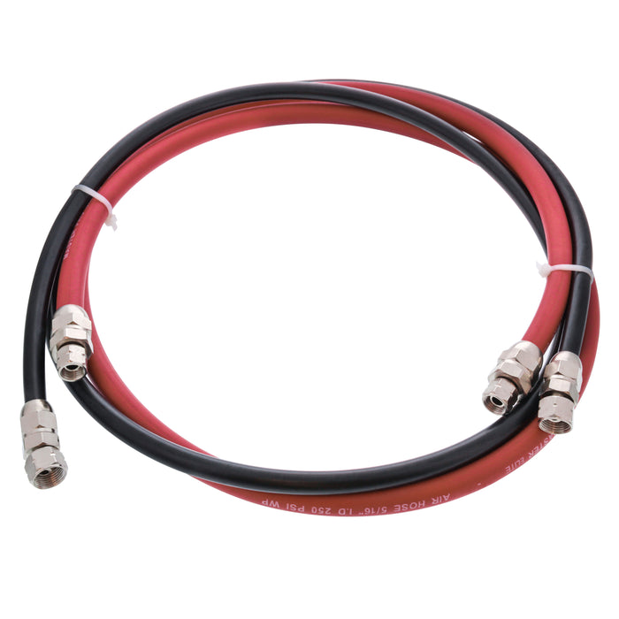 6 Foot Air and Fluid Hose Assembly Set with Fittings for Spray Guns, Paint Pressure Pot Tanks, Professional Heavy Duty - Air 3/8" NPS, 5/16" ID &