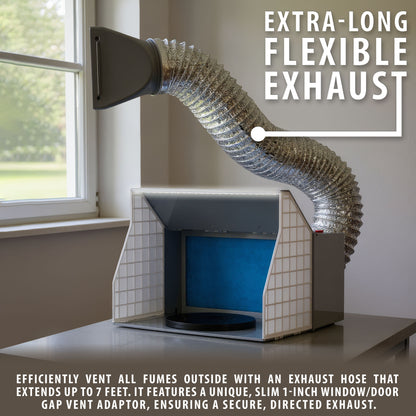 Portable Airbrush Spray Booth Kit with Exhaust Fan, LED Light, Turntable & Extension Hose