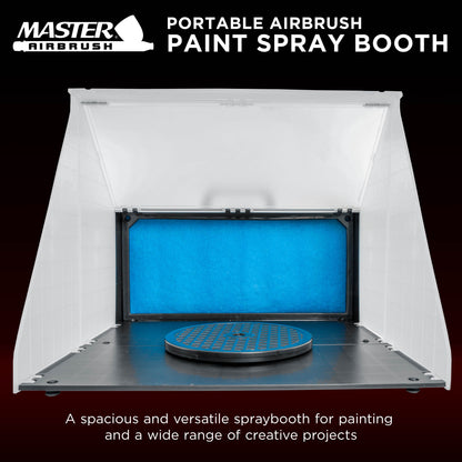 Portable Airbrush Spray Booth Kit with 25W Fan, Turntable & Extension Hose, 16.5"x19"x13.5" Hobby Airbrush Booth for Painting
