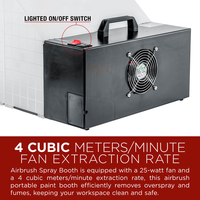 Master Airbrush Portable Airbrush Spray Booth Kit with 25W Fan, Turntable & Extension Hose, 16.5"x19"x13.5" Hobby Airbrush Booth for Painting, Models, Arts, Crafts, Cakes