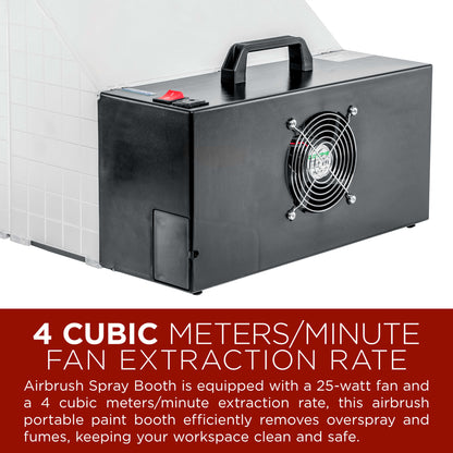 (2 Pack) Portable Airbrush Spray Booth Station with 25W Fan, Turntable & 5.6' Extension Hose, 16.5"x19"x13.5", Combine for Larger