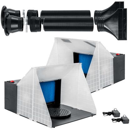 (2 Pack) Portable Airbrush Spray Booth Station with 25W Fan, Turntable & 5.6' Extension Hose, 16.5"x19"x13.5", Combine for Larger