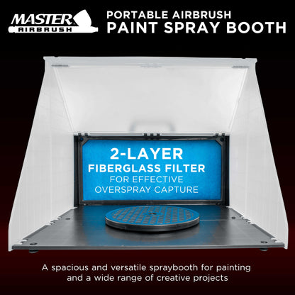 Portable Airbrush Spray Booth Station with 25W Fan, Turntable & 5.6' Extension Hose, 16.5"x19"x13.5" Hobby Airbrush Booth for