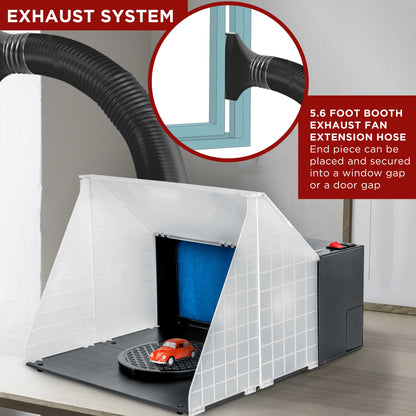 Portable Airbrush Spray Booth Station with 25W Fan, Turntable & 5.6' Extension Hose, 16.5"x19"x13.5" Hobby Airbrush Booth for