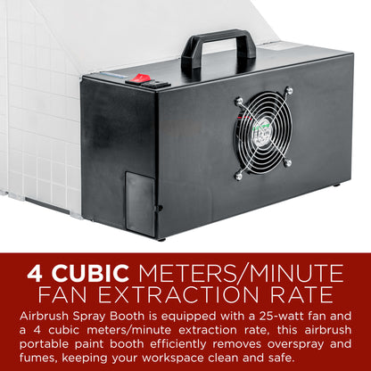 Portable Airbrush Spray Booth Station with 25W Fan, Turntable & 5.6' Extension Hose, 16.5"x19"x13.5" Hobby Airbrush Booth for