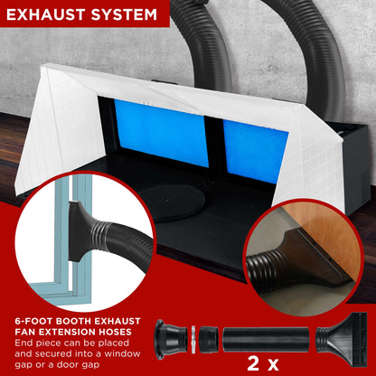 (2 Pack) Portable Airbrush Spray Booth Station with LED Lighting, 25W Fan, Turntable & 5.6' Extension Hose, 16.5"x19"x13.5", Combine