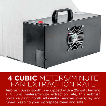(2 Pack) Portable Airbrush Spray Booth Station with LED Lighting, 25W Fan, Turntable & 5.6' Extension Hose, 16.5"x19"x13.5", Combine