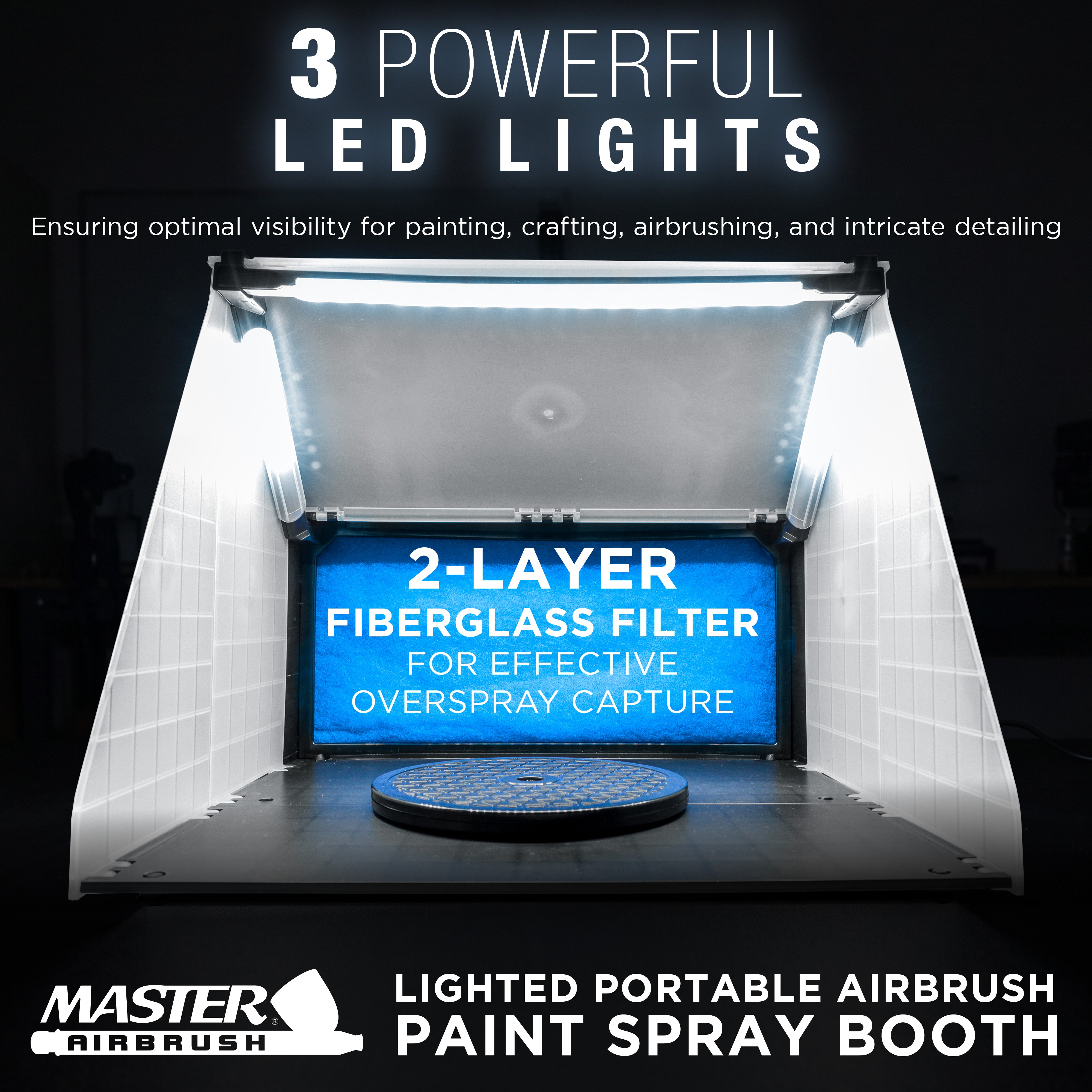 Hobby Airbrush Spray Booth Kit, LED Lights, Exhaust Hose