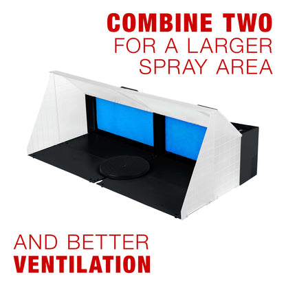 Portable Airbrush Spray Booth Station with LED Lights, 25W Fan, Turntable & 5.6' Extension Hose, 16.5"x19"x13.5" Hobby Airbrush Booth