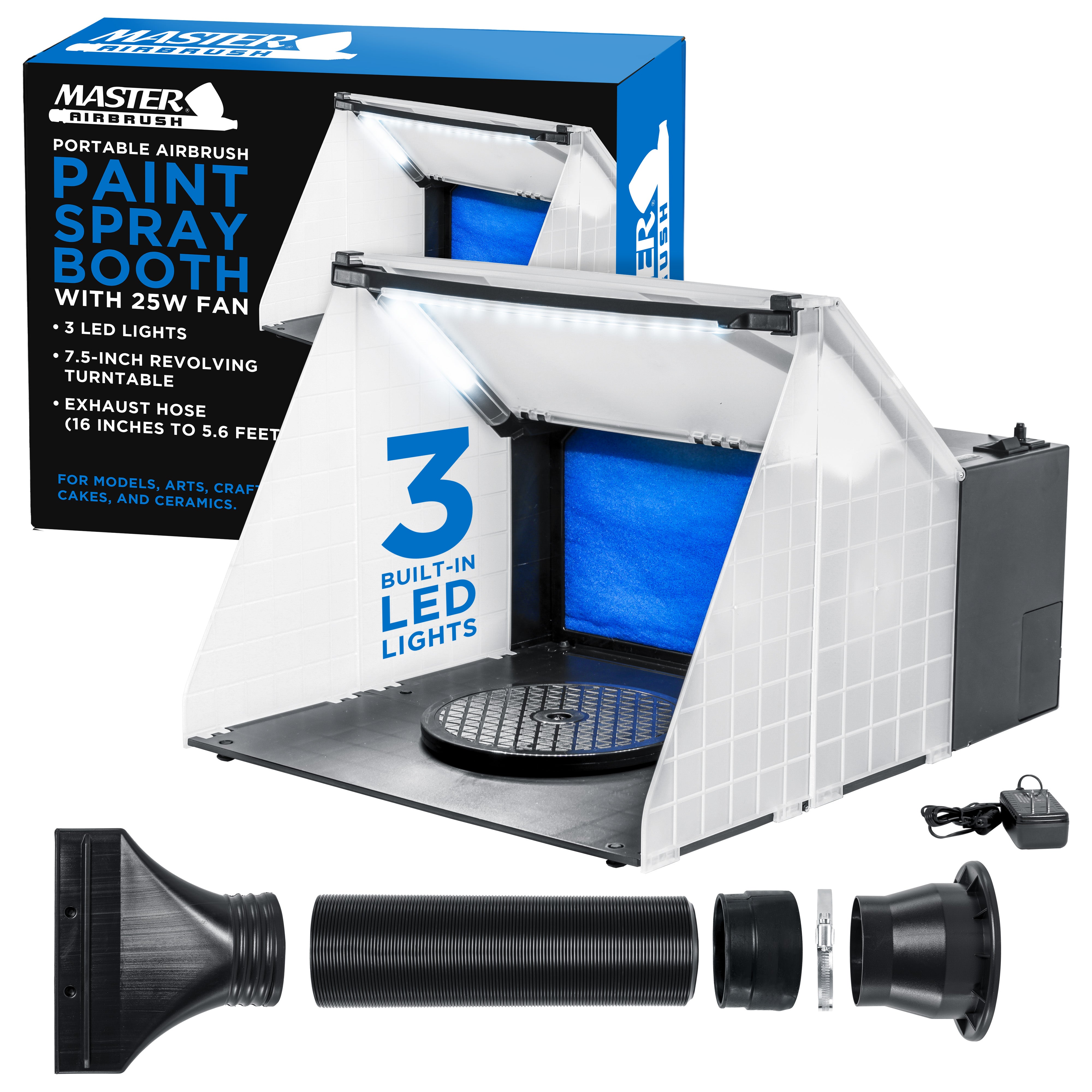 Hobby Airbrush Spray Booth Kit, LED Lights, Exhaust Hose