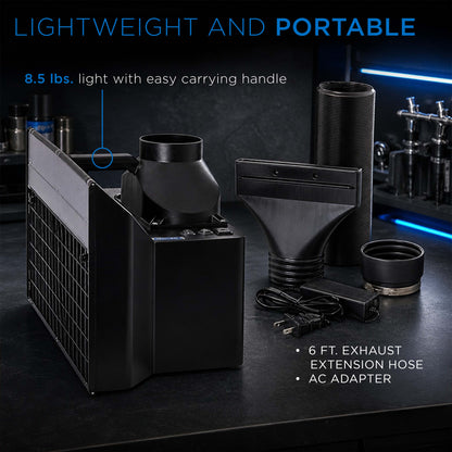 Large Portable Airbrush Spray Booth Station with LED Lights, 25W Fan, Turntable & 6' Exhaust Hose, 22.25"x19"x14" Hobby Airbrush