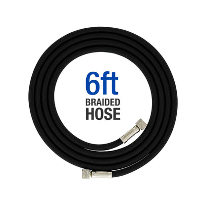 Master Model C16-B - Black Mini Airbrush Air Compressor with 6 Foot Braided Air Hose with 1/8 in. Ends