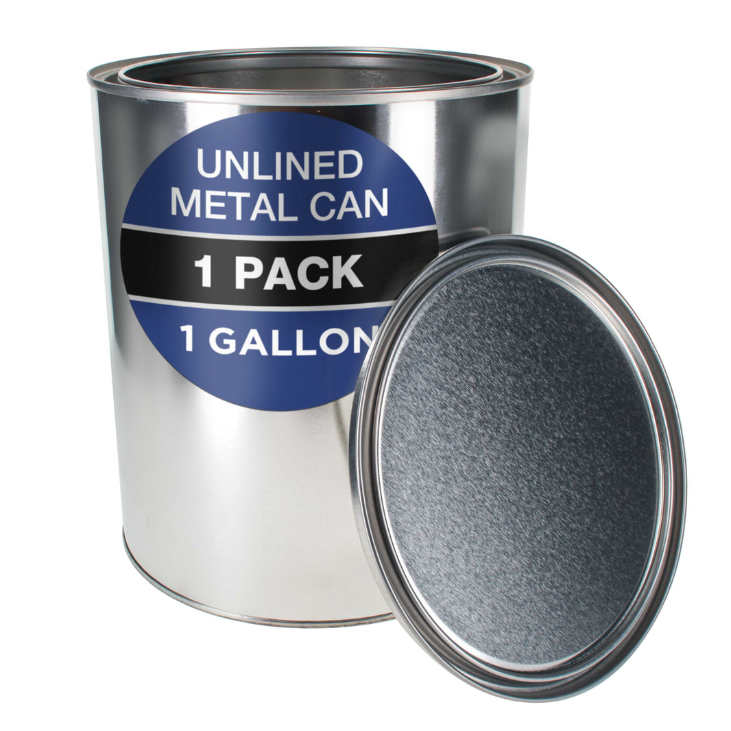 1 Gallon Unlined Empty Metal Paint Can Bucket with Lid - Triple Tight Lid Seal, 128 fl. oz. Steel Coating Storage Container Tin