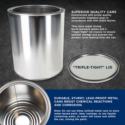 1 Gallon Unlined Empty Metal Paint Can Bucket with Lid - Triple Tight Lid Seal, 128 fl. oz. Steel Coating Storage Container Tin
