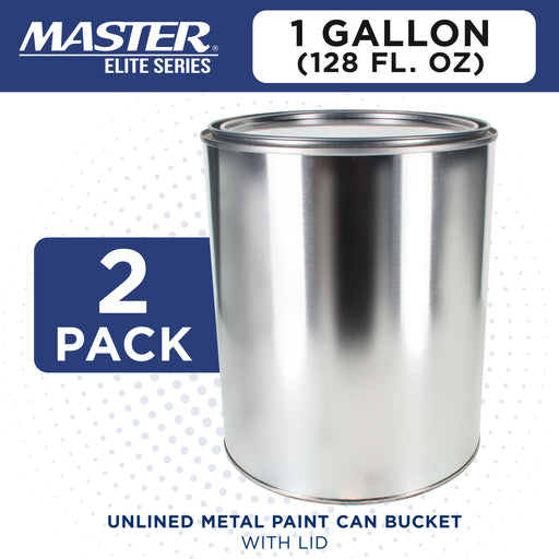 1 Gallon Unlined Empty Metal Paint Can Bucket with Lids, Pack of 2 - Triple Tight Lid Seal, 128 fl. oz. Steel Coating Storage Container Tin - Store Leftover Oil-Based Paint, Automotive