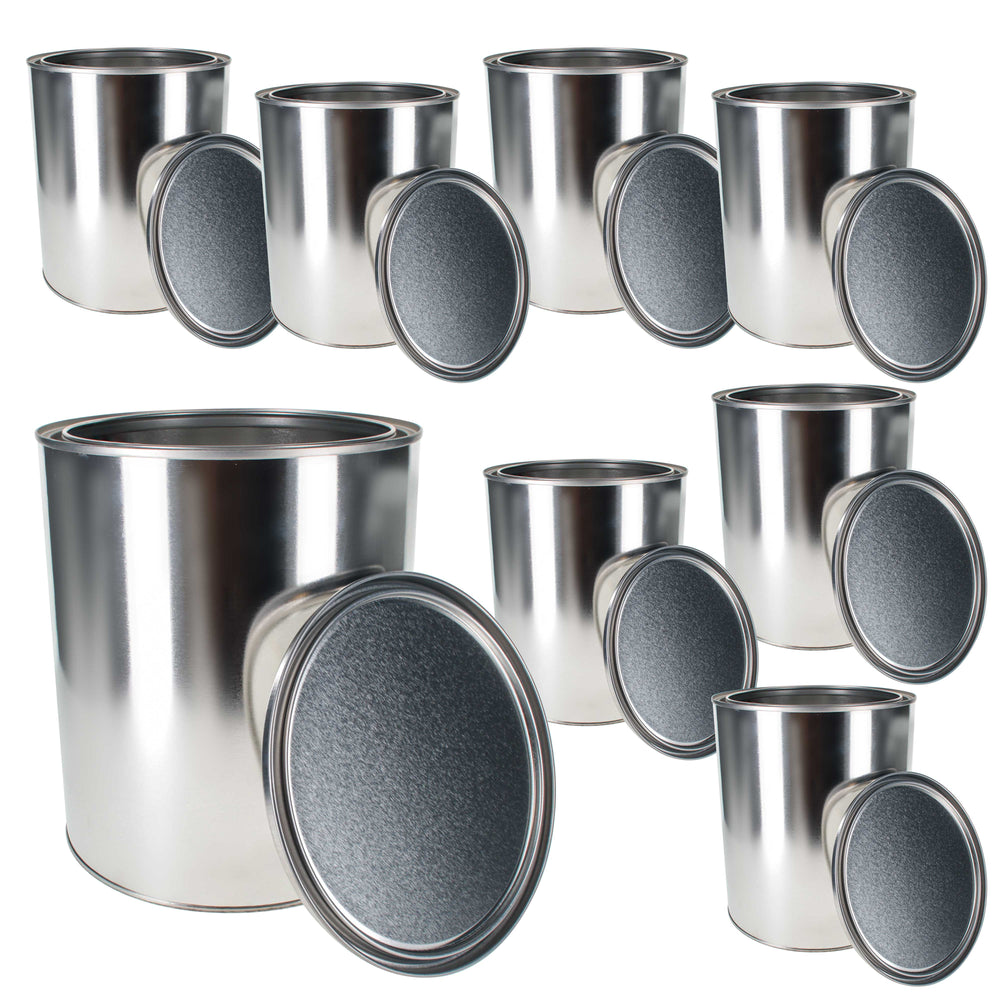 Master Elite Empty Gallon (128 Ounce) Paint Cans with Lids (8 Pack) Unlined Metal Paint Cans