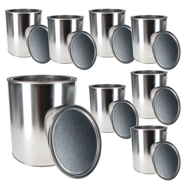 Master Elite Empty Gallon (128 Ounce) Paint Cans with Lids (8 Pack) Unlined Metal Paint Cans