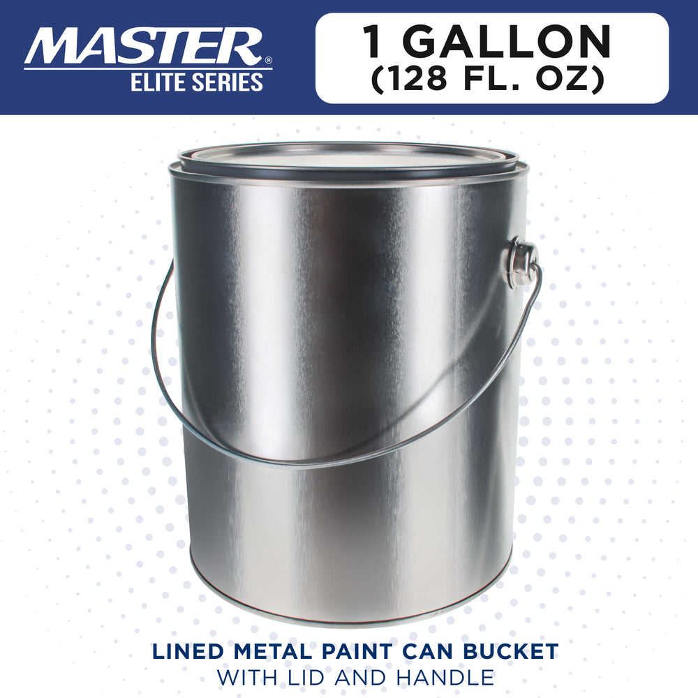 1 Gallon Lined Empty Metal Paint Can Bucket with Lid, Bail Handle - Triple Tight Seal, 128 fl. oz. Steel Coating Storage Container Tin - Store Leftover Water-Based Paint, Latex, Art Craft