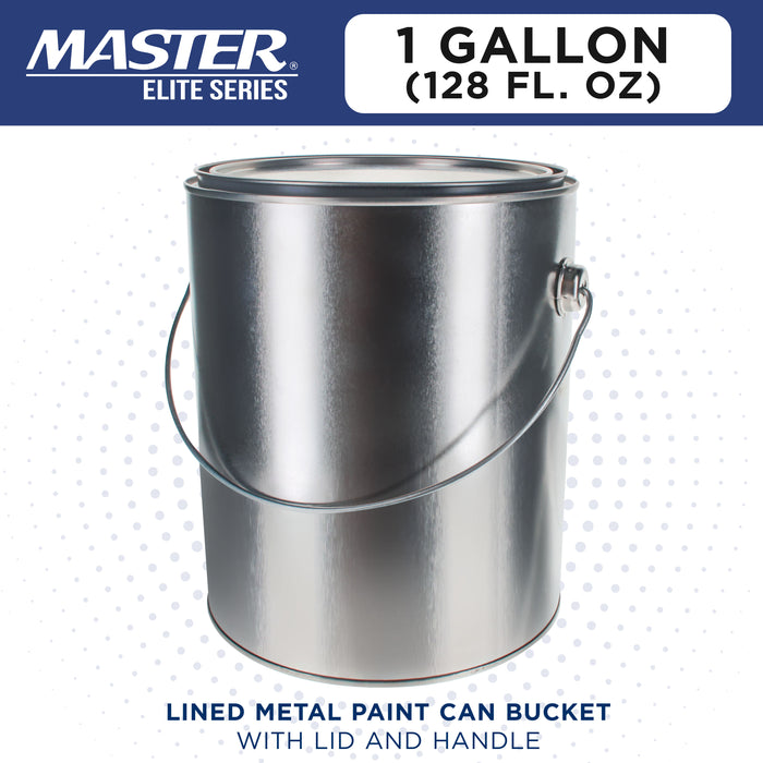 1 Gallon Lined Empty Metal Paint Can Bucket with Lid, Bail Handle - Triple Tight Seal, 128 fl. oz. Steel Coating Storage Container Tin - Store
