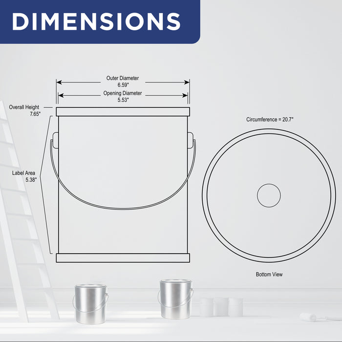 1 Gallon Lined Empty Metal Paint Can Bucket with Lid, Bail Handle - Triple Tight Seal, 128 fl. oz. Steel Coating Storage Container Tin - Store Leftover Water-Based Paint, Latex, Art Craft