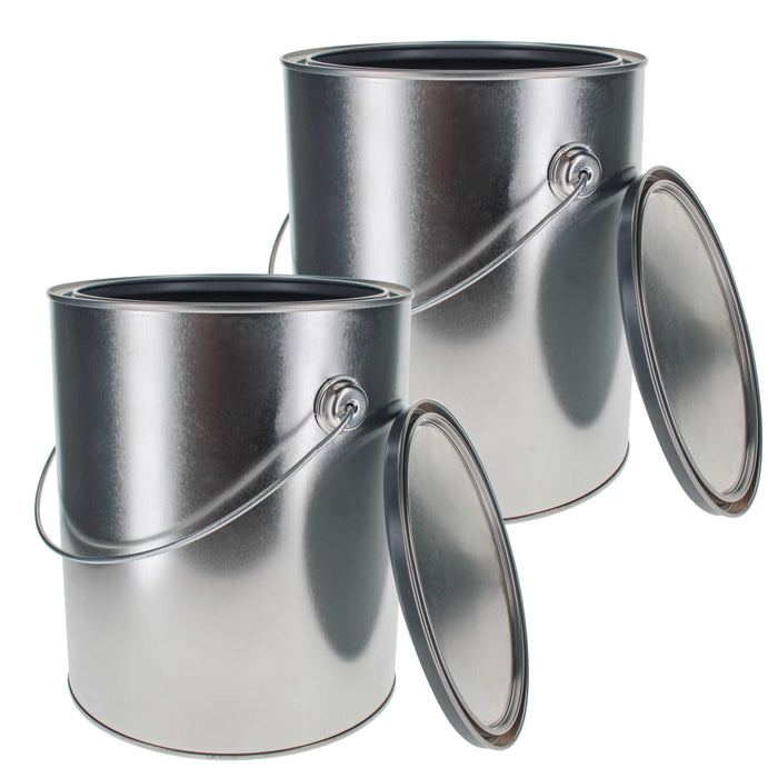 Master Elite Empty Lined Gallon (128 Ounce) Paint Cans with Lids and Bail Handle (2 Pack) Lined Metal Paint Cans