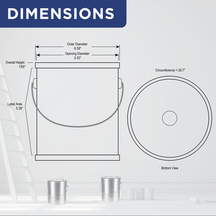 1 Gallon Lined Empty Metal Paint Can Bucket with Lids, Bail Handles, Pack of 4 - Triple Tight Seal, 128 fl. oz. Steel Coating Storage Container Tin - Store Leftover Water-Based Paint Auto
