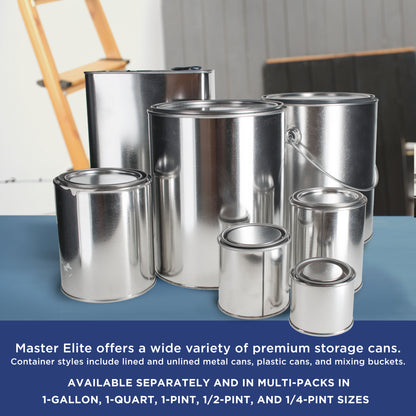 1 Gallon Lined Empty Metal Paint Can Bucket with Lids, Bail Handles, Pack of 4 - Triple Tight Seal, 128 fl. oz. Steel Coating Storage Container Tin