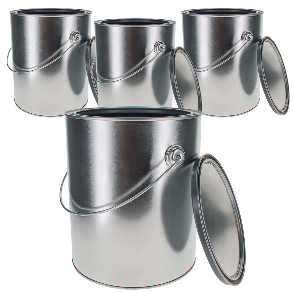 Master Elite Empty Lined Gallon (128 Ounce) Paint Cans with Lids and Bail Handle (4 Pack) Lined Metal Paint Cans