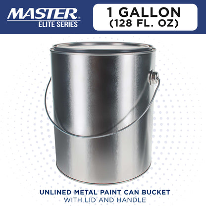 1 Gallon Unlined Empty Metal Paint Can Bucket with Lid, Bail Handle - Triple Tight Seal, 128 fl. oz. Steel Coating Storage Container Tin