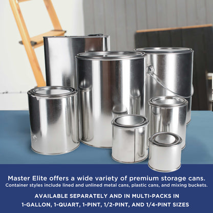 1 Gallon Unlined Empty Metal Paint Can Bucket with Lid, Bail Handle - Triple Tight Seal, 128 fl. oz. Steel Coating Storage Container Tin