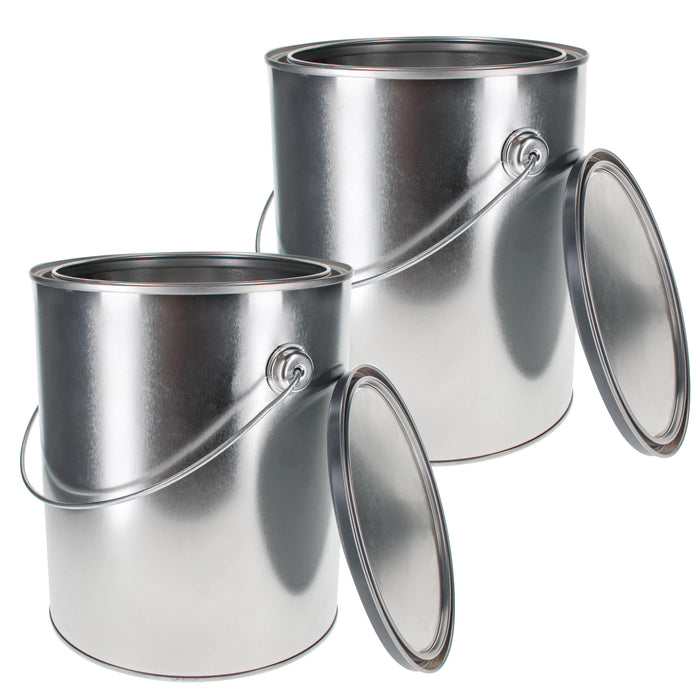 Master Elite Empty Gallon (128 Ounce) Paint Cans with Lids and Bail Handle (2 Pack) Unlined Metal Paint Cans
