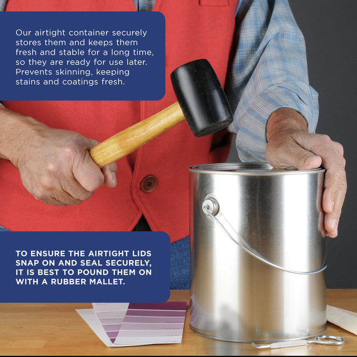 1 Gallon Unlined Empty Metal Paint Can Bucket with Lids, Bail Handles, Pack of 4 - Triple Tight Seal, 128 fl. oz. Steel Coating Storage Container Tin - Store Leftover Oil-Based Paint Auto