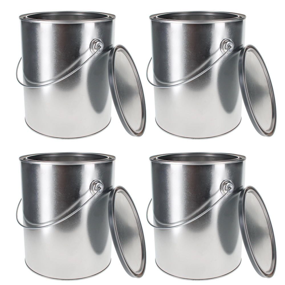 Master Elite Empty Gallon (128 Ounce) Paint Cans with Lids and Bail Handle (4 Pack) Unlined Metal Paint Cans