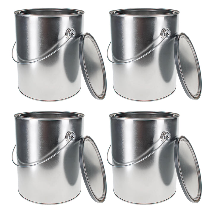Master Elite Empty Gallon (128 Ounce) Paint Cans with Lids and Bail Handle (4 Pack) Unlined Metal Paint Cans