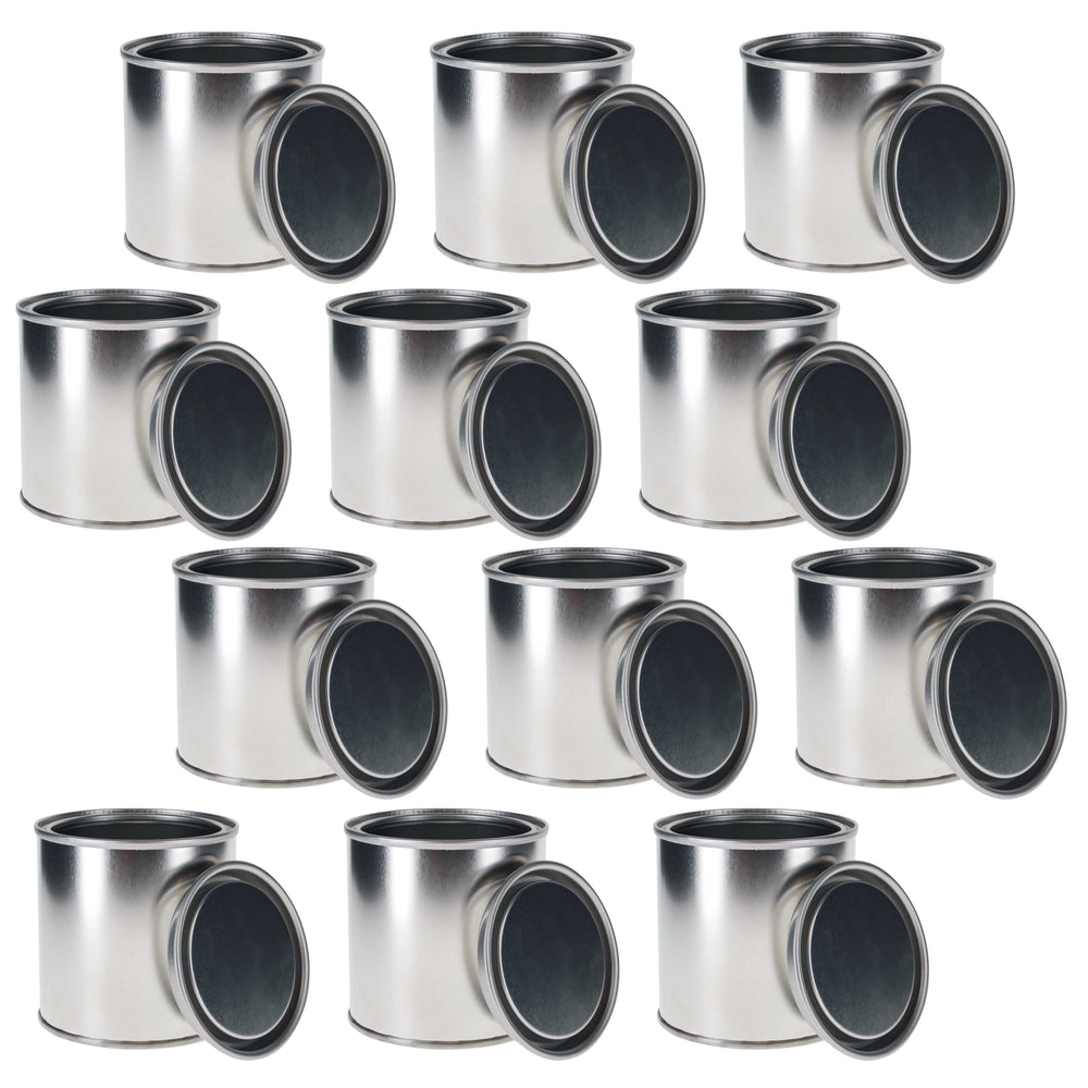Master Elite Empty Half-Pint (8 Ounce) Paint Cans with Lids (12 Pack) Unlined Metal Paint Cans